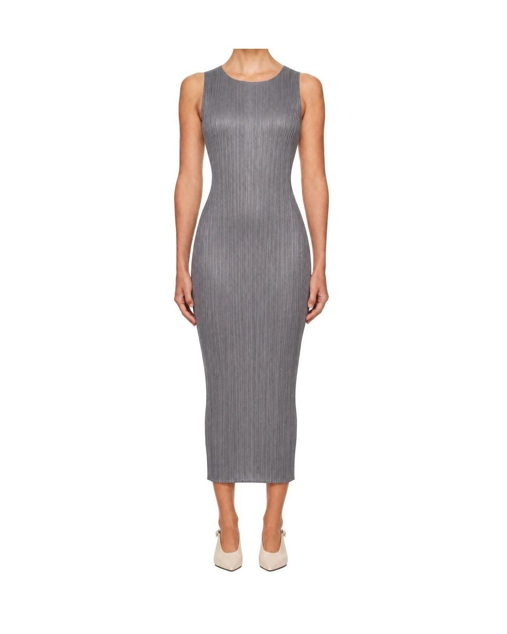 Pleats Please Issey Miyake Gray Pleated Maxi Skirt