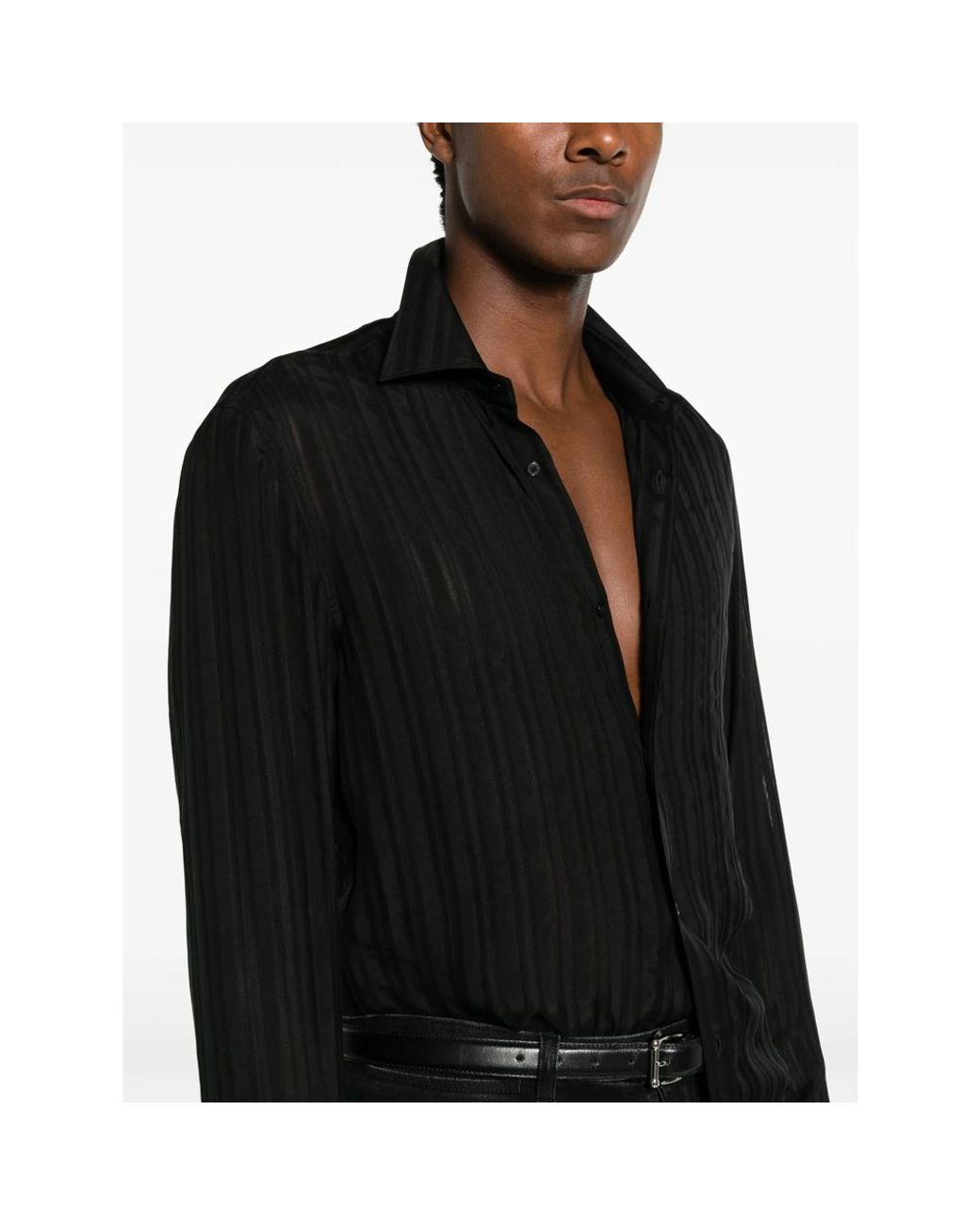 Gucci Black Striped Gauze Shirt for men