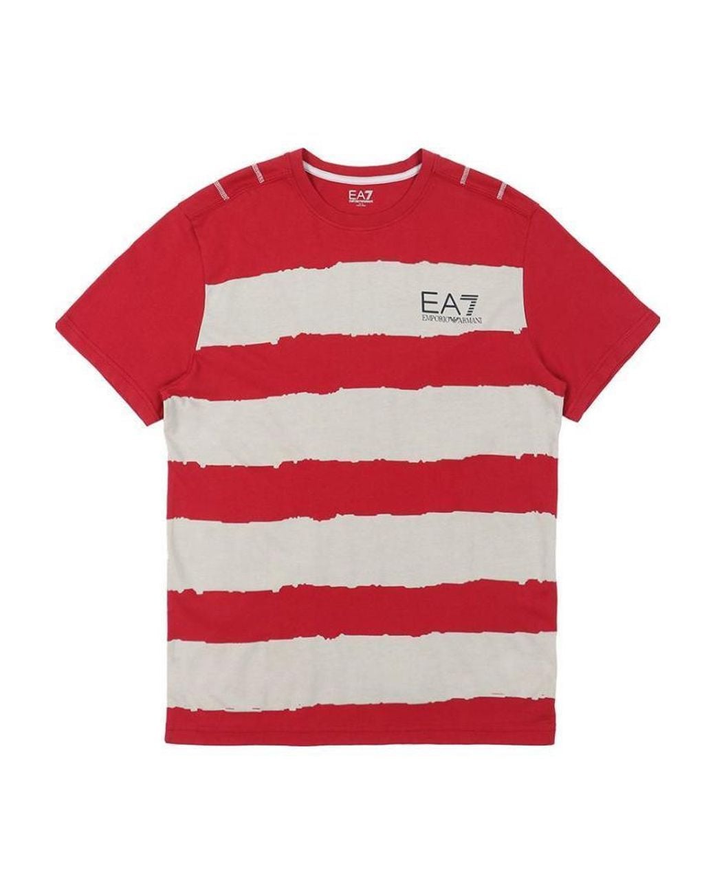 EA7 Red Logo Printed T-Shirt With Round Neck for men