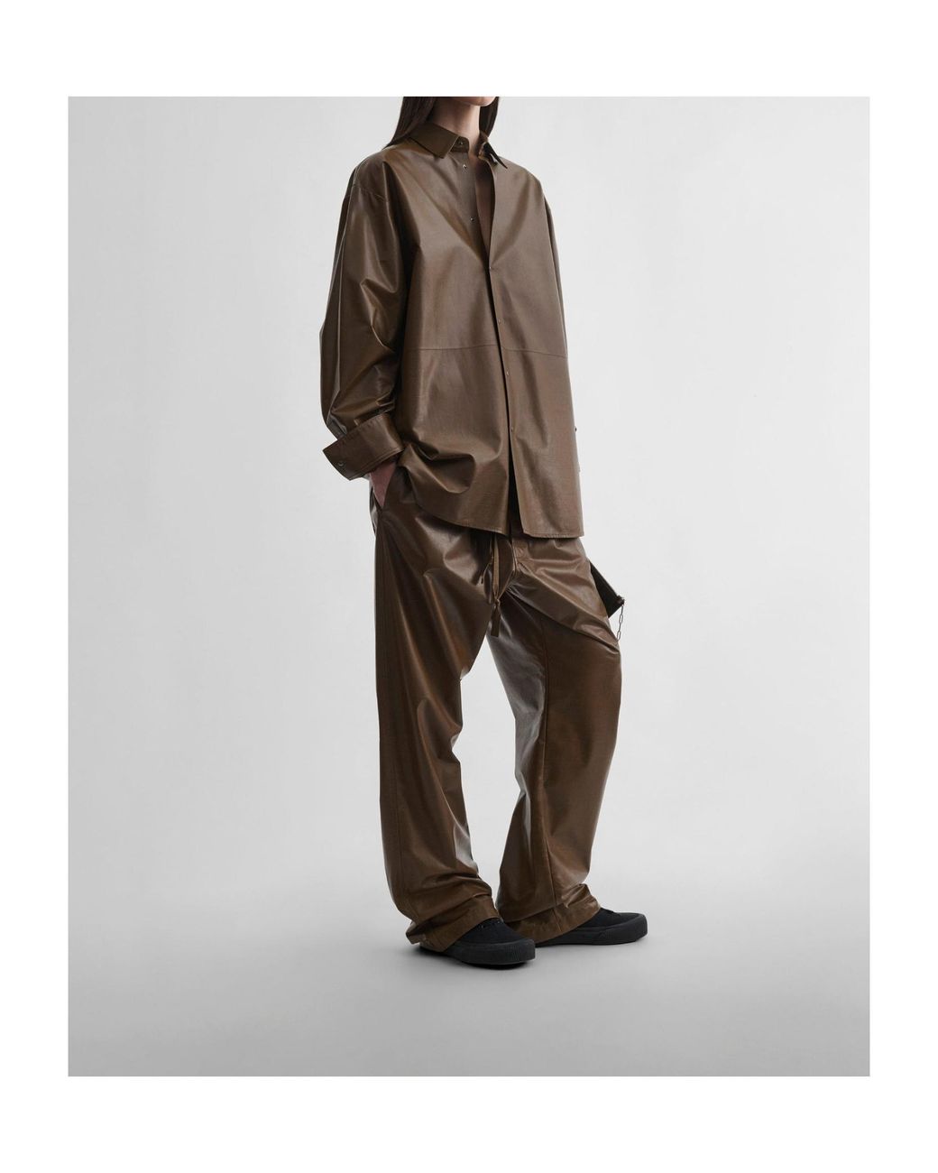 Phoebe Philo Brown Casual Leather Trousers