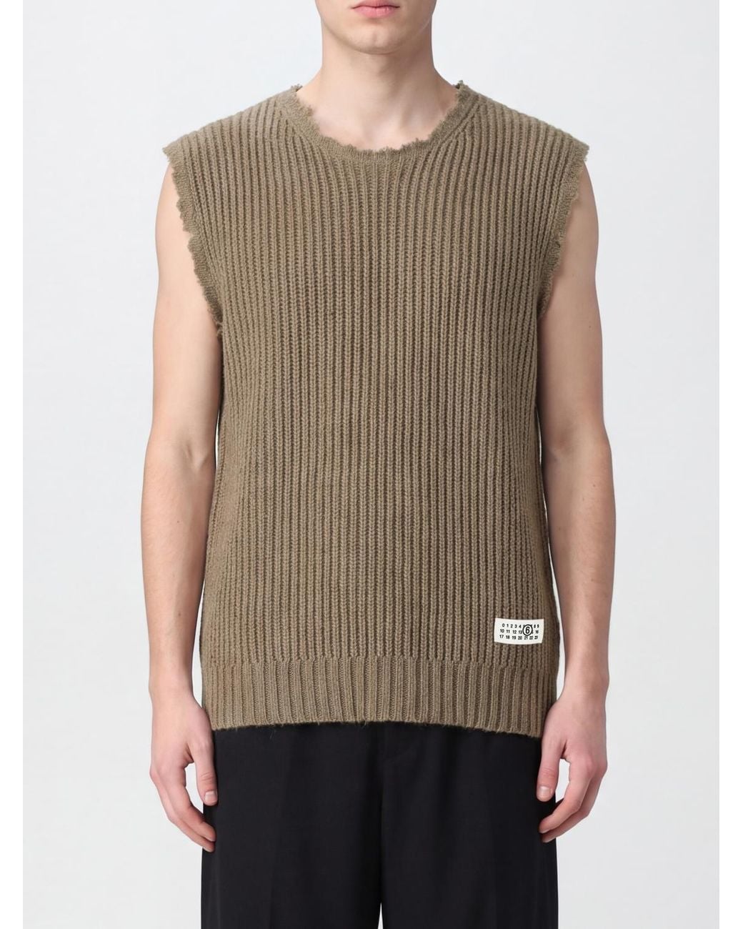 MM6 by Maison Margiela Brown Numeric Signature Knitted Vest for men