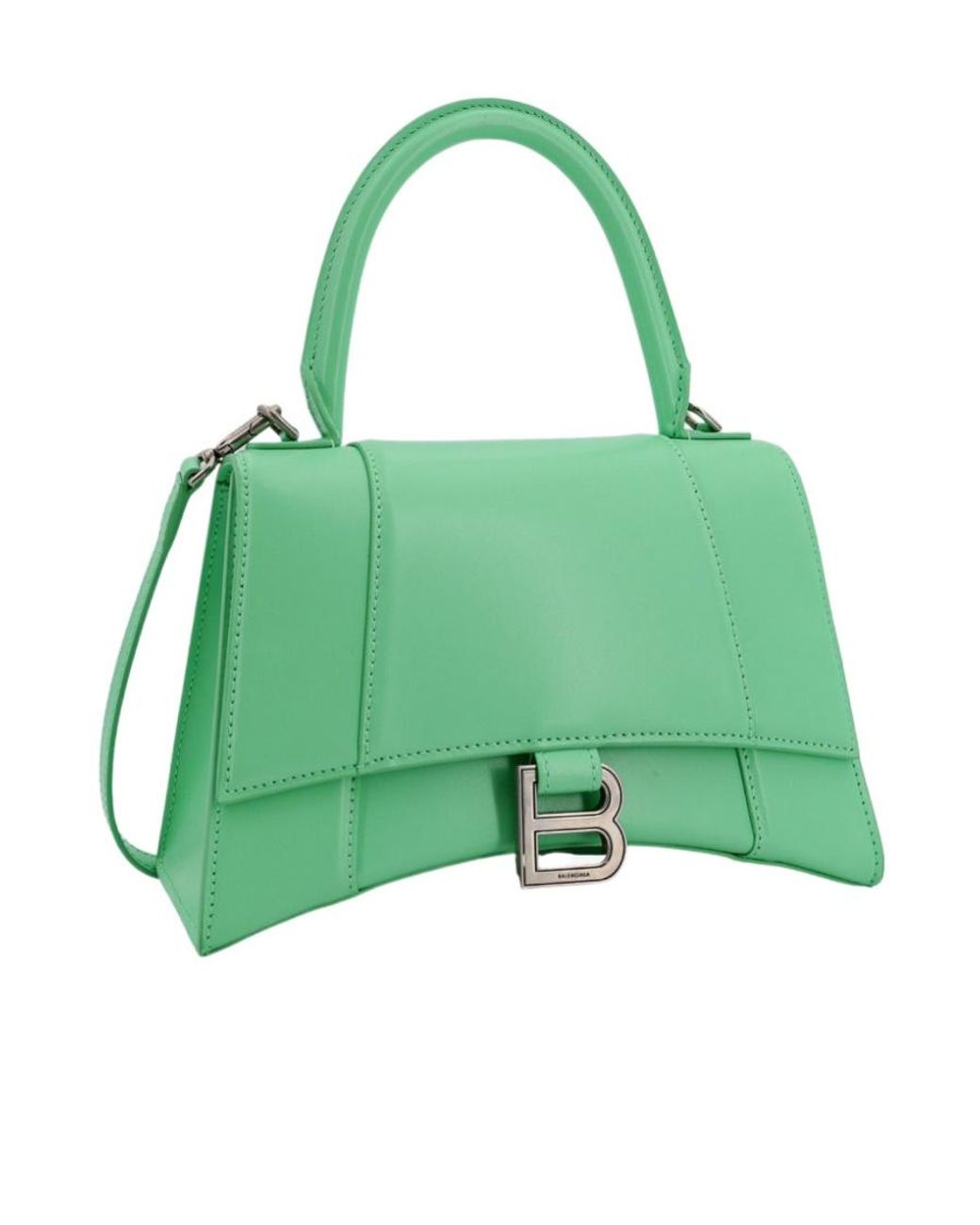 Balenciaga Green Leather Handbag With Adjustable Shoulder Strap
