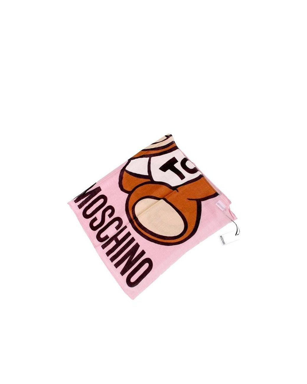 Moschino Pink Teddy Bear Logo Pattern Scarf