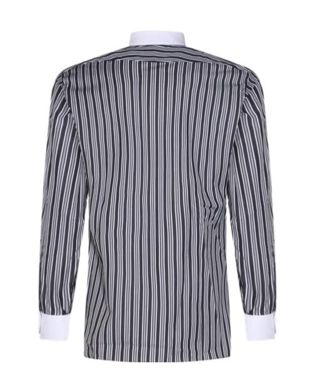 Tom Ford Blue Contrast Collar Striped Shirt for men