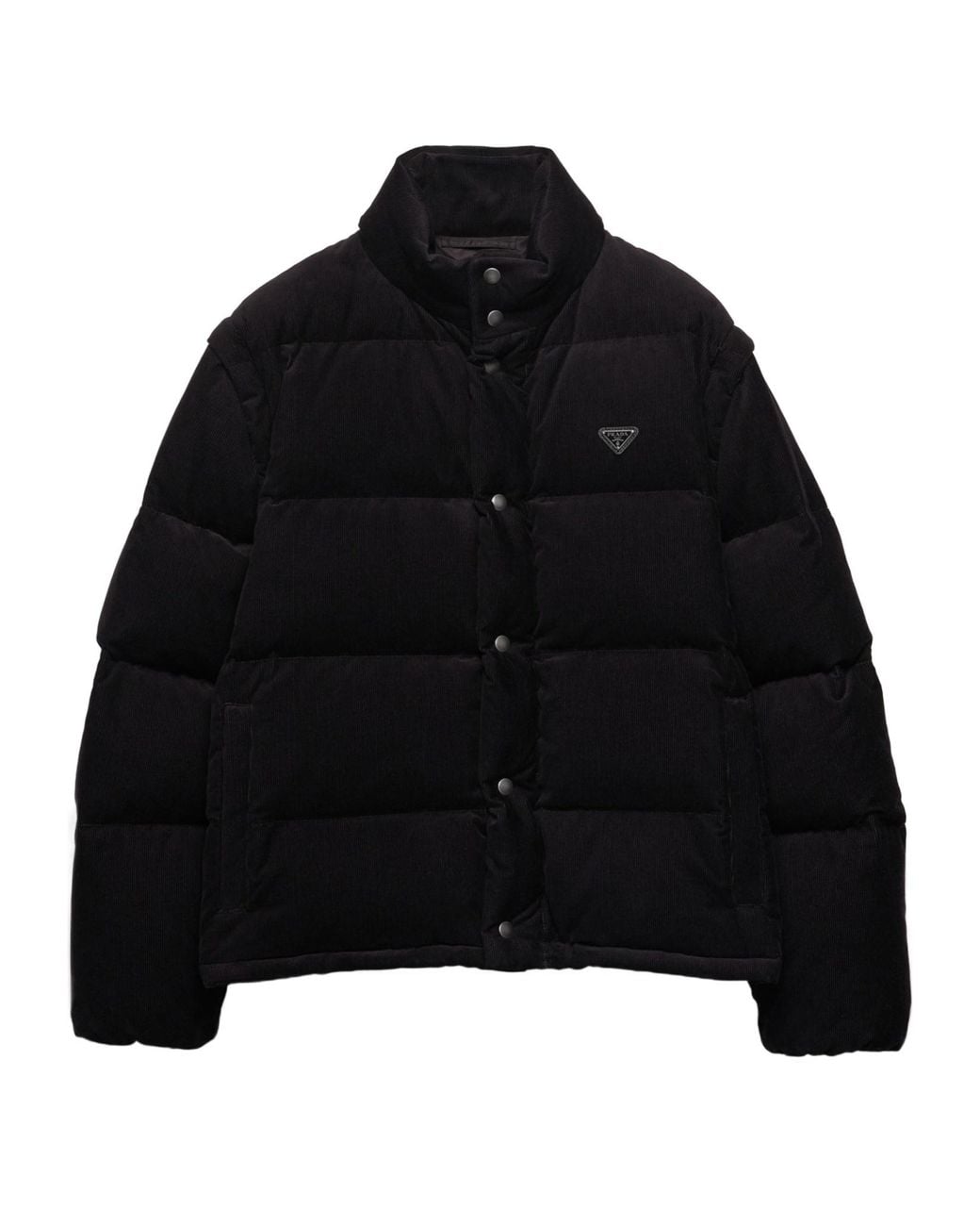 Prada Black Triangle-Logo Button-Up Jacket for men