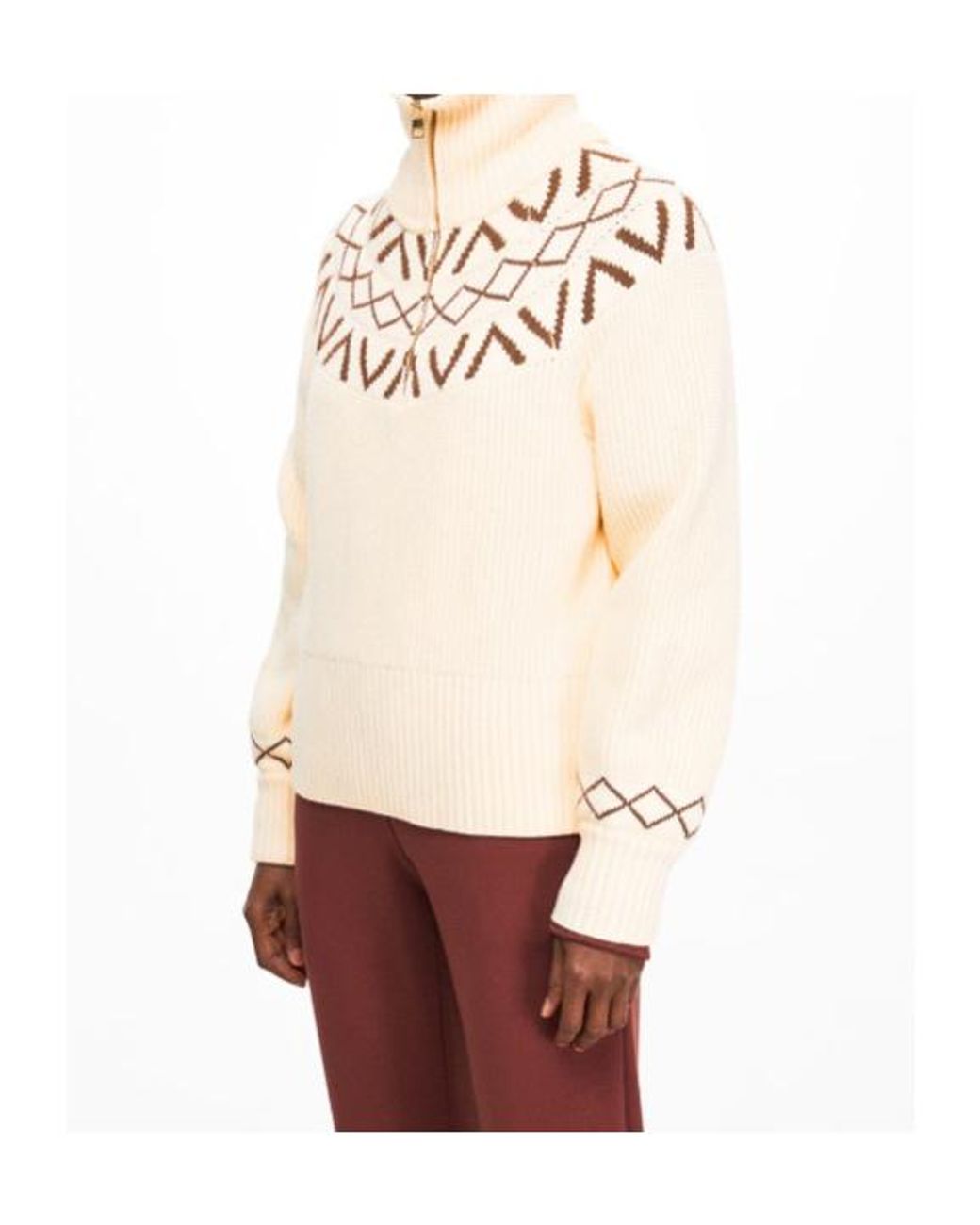 Varley White Sigrid Ribbed-Knit Half-Zip Sweater