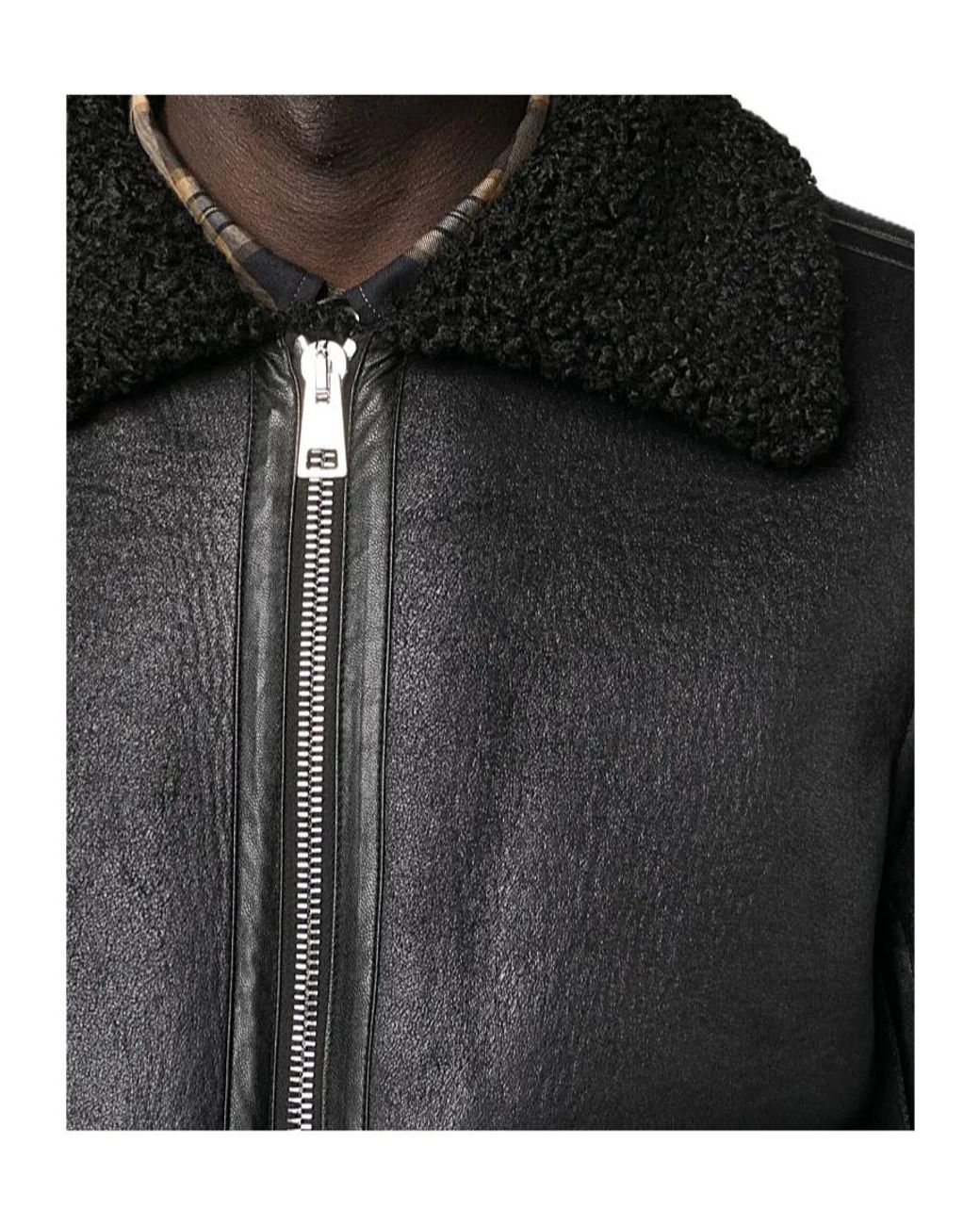 A.P.C. Black Faux-Shearling Zip-Up Bomber Jacket for men