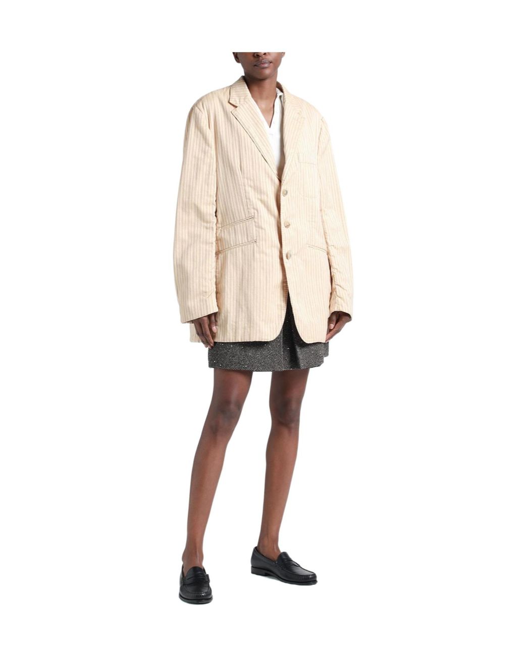 Maison Margiela Natural Vertical Striped Suit Jacket