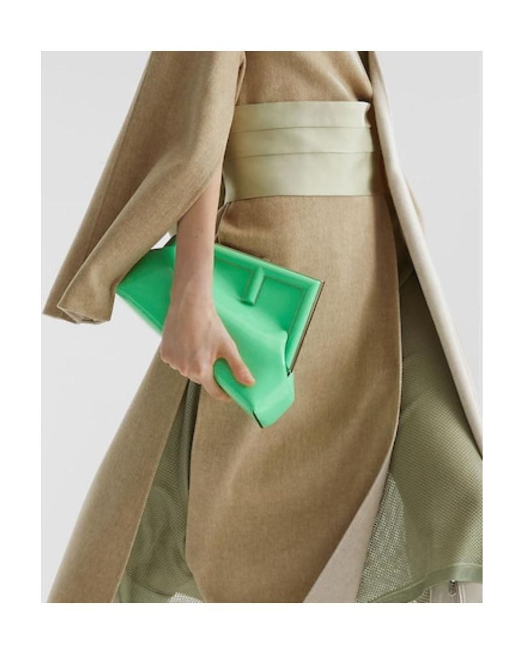 Fendi Green First Midi Clutch Bag