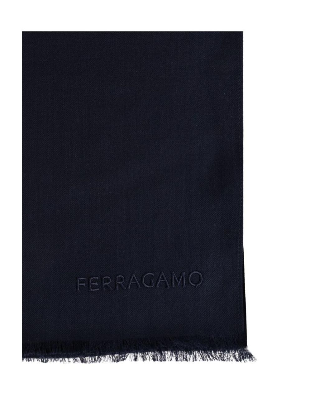 Ferragamo Black Ferragamo Logo Embroidered Frayed-Edge Scarf for men