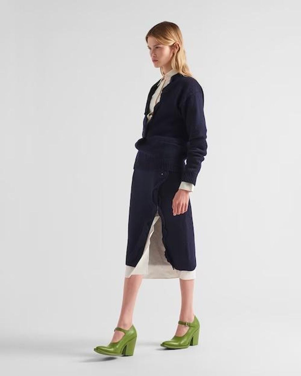 Prada Blue Slit-Detailed Skirt