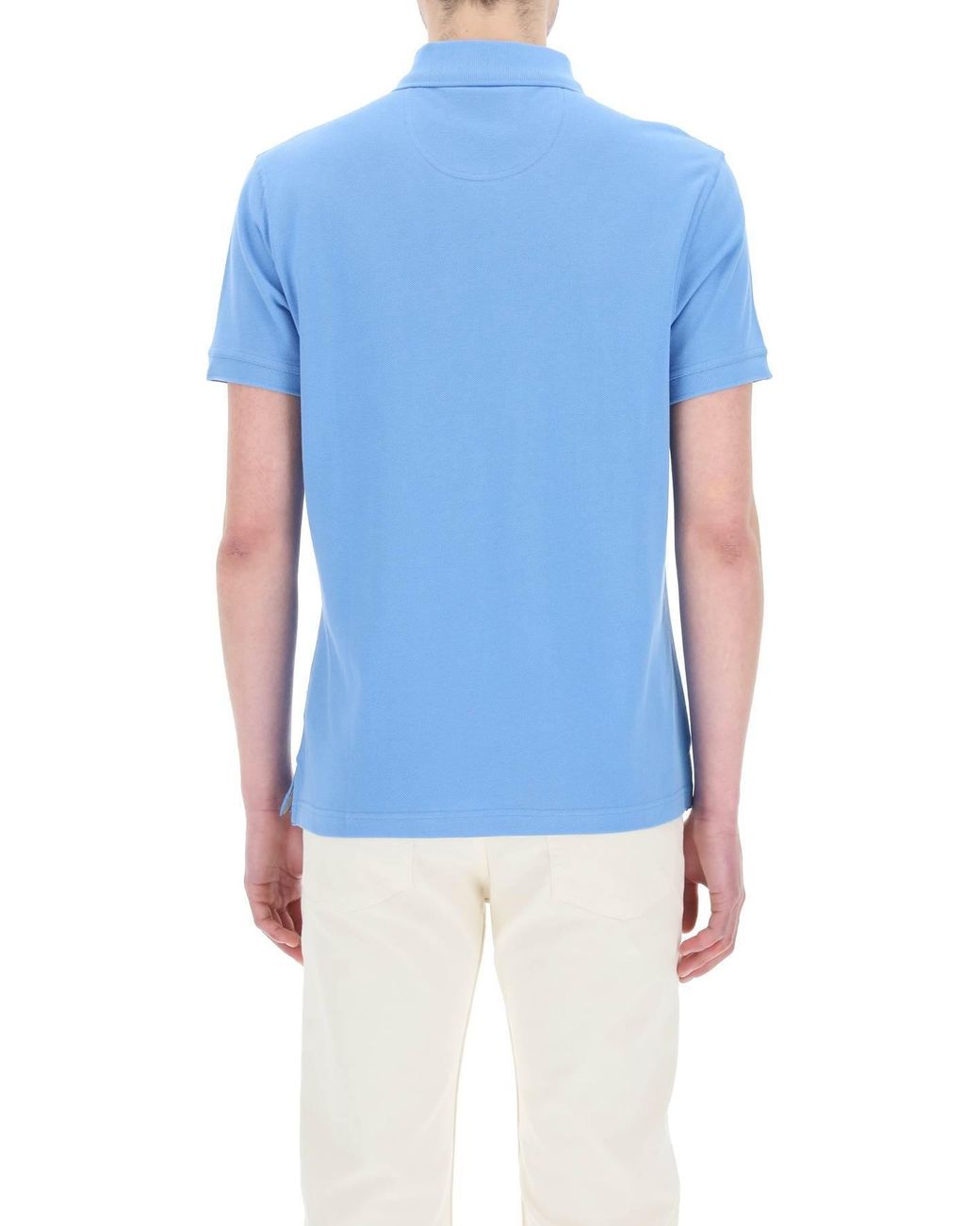 Barbour Blue Logo Embroidered Short Sleeved Polo Shirt for men