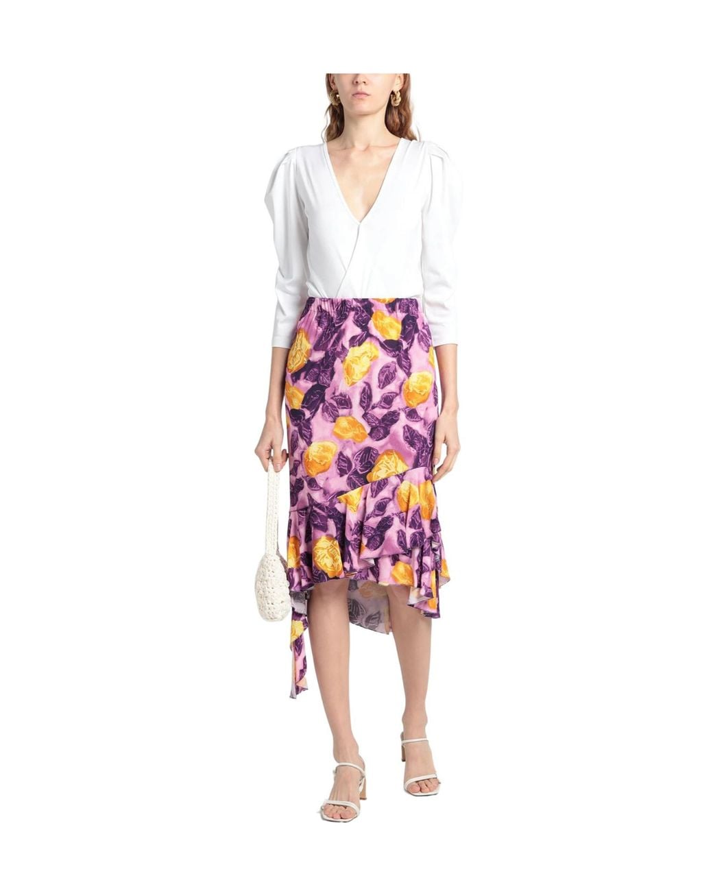 Marni White Multicolorprint Asymmetrical Skirt