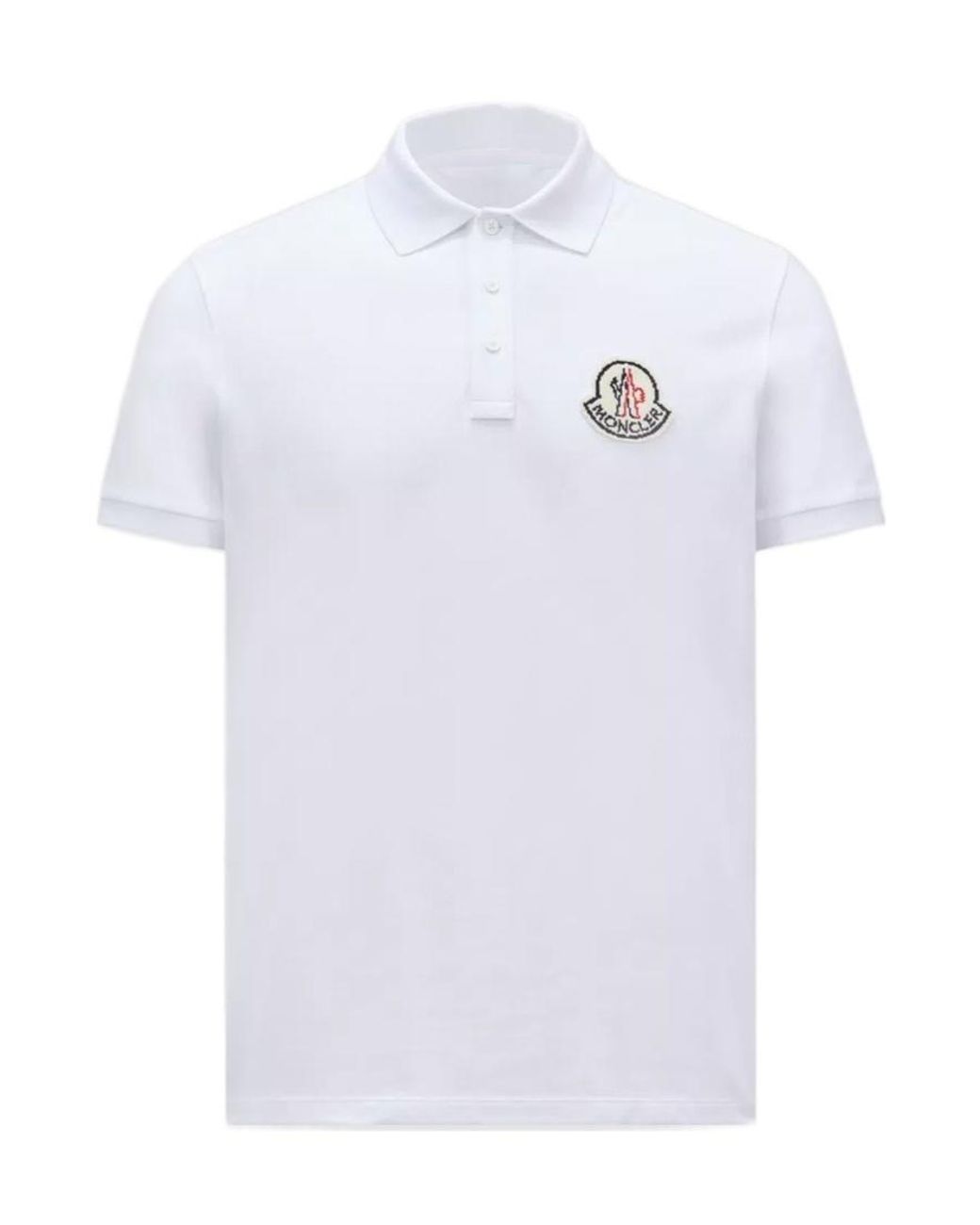 Moncler White Logo Patch Polo Shirt for men