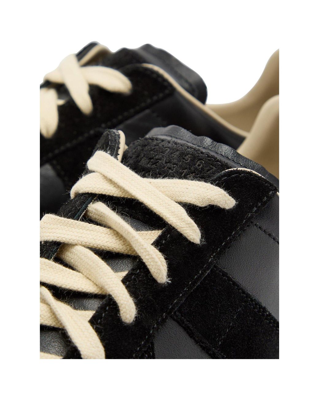 Maison Margiela Black Fur And Suede Patchwork German Training Shoes