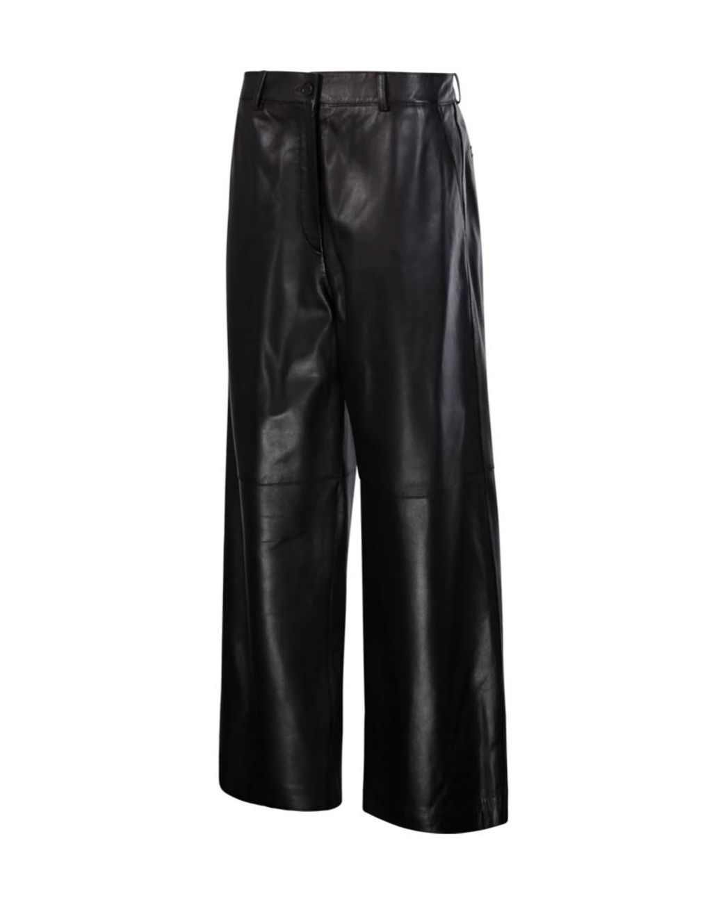 P.A.R.O.S.H. Black Leather Wide-Leg Trousers