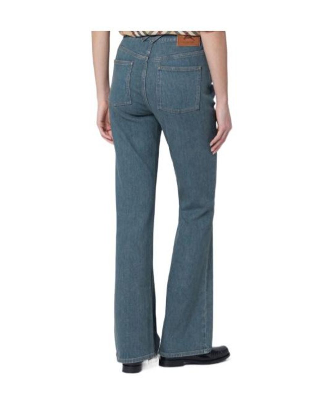 Burberry Blue Logo Patch Bootcut Jeans