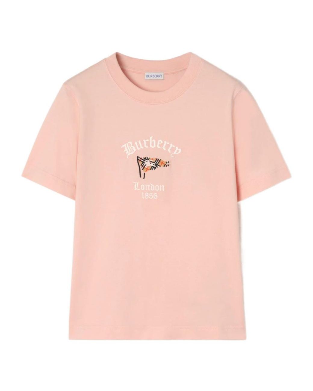 Burberry Pink Check Flag Crewneck T-Shirt