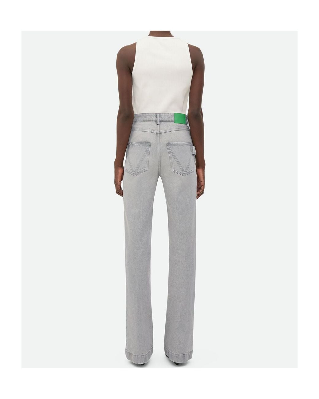 Bottega Veneta Gray Washed Flared Leg Jeans