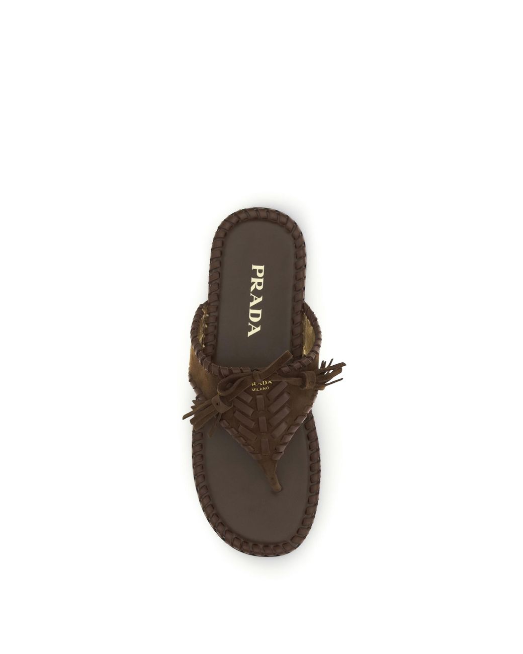 Prada Brown Braided Thong Sandals