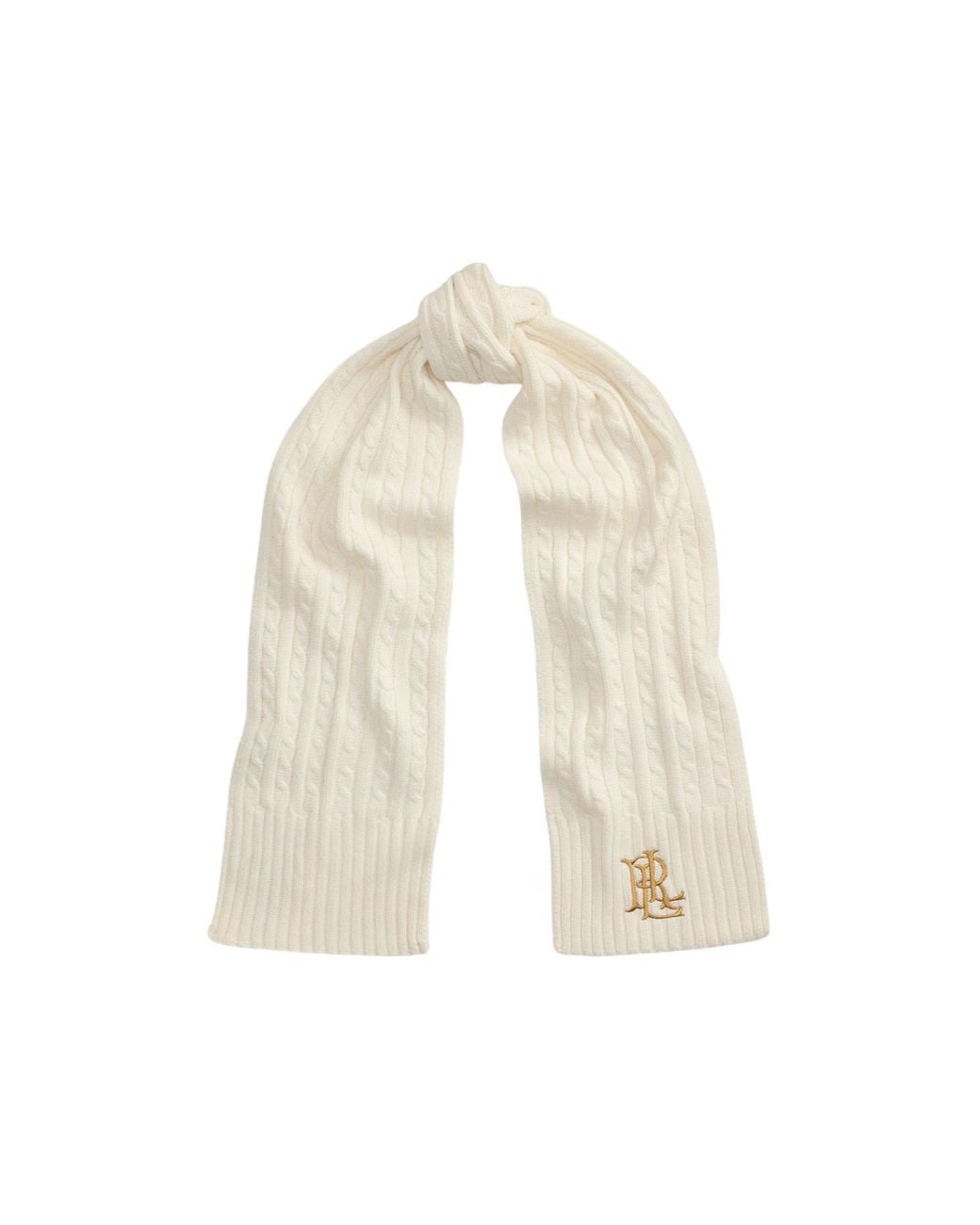Ralph Lauren White Long Knitted Scarf