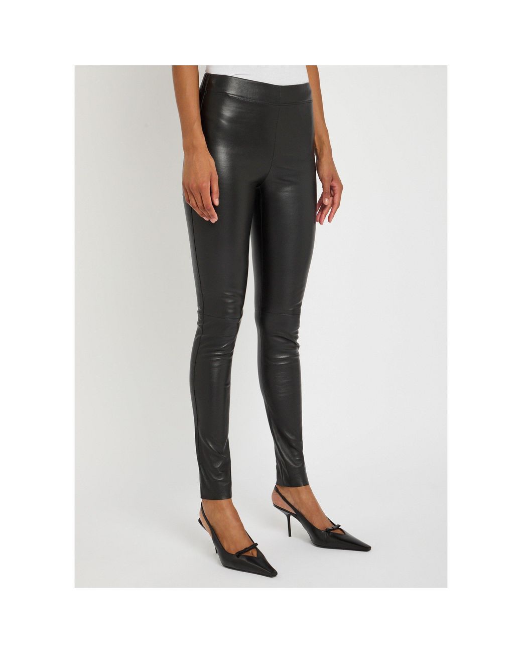 Joseph Gray Tight-Fitting Stretch Leather Pants