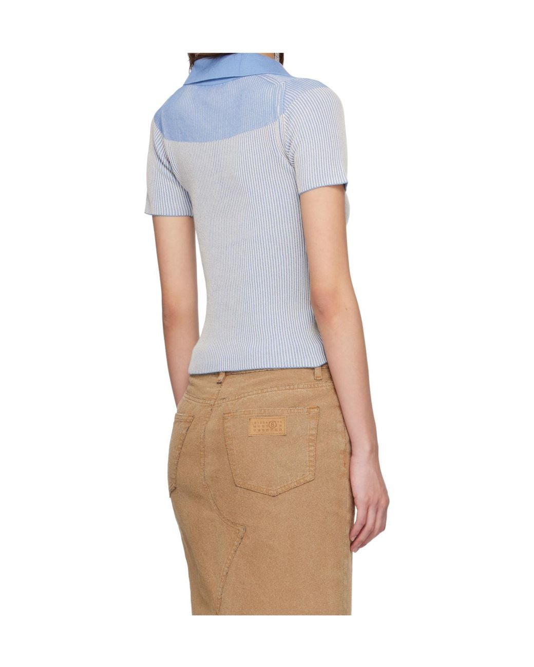 Vivienne Westwood Blue Striped Knit Polo Top