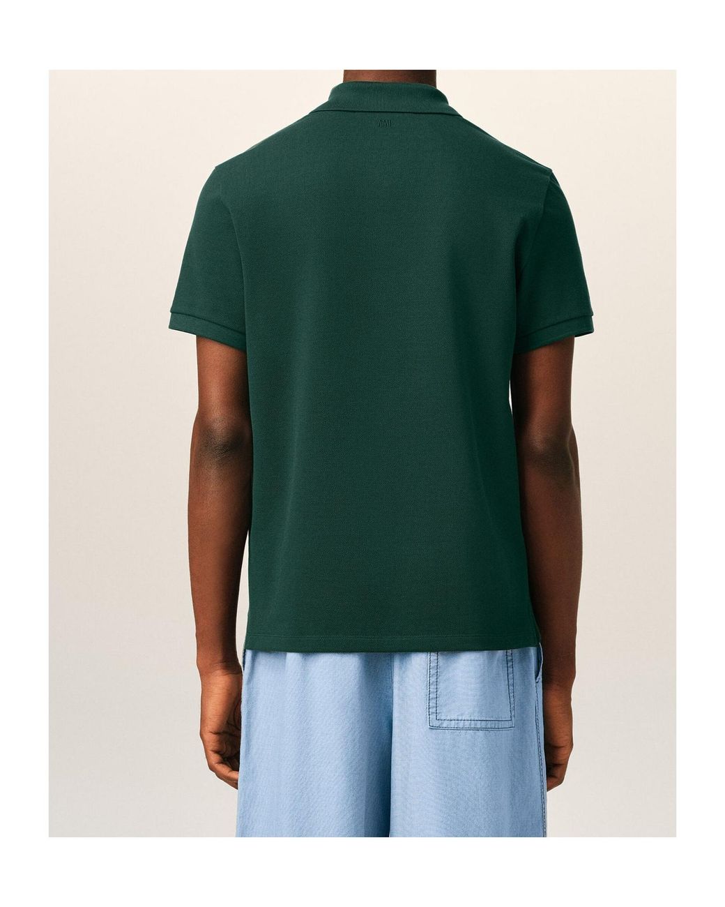 AMI Green Short-Sleeved Polo Shirt for men