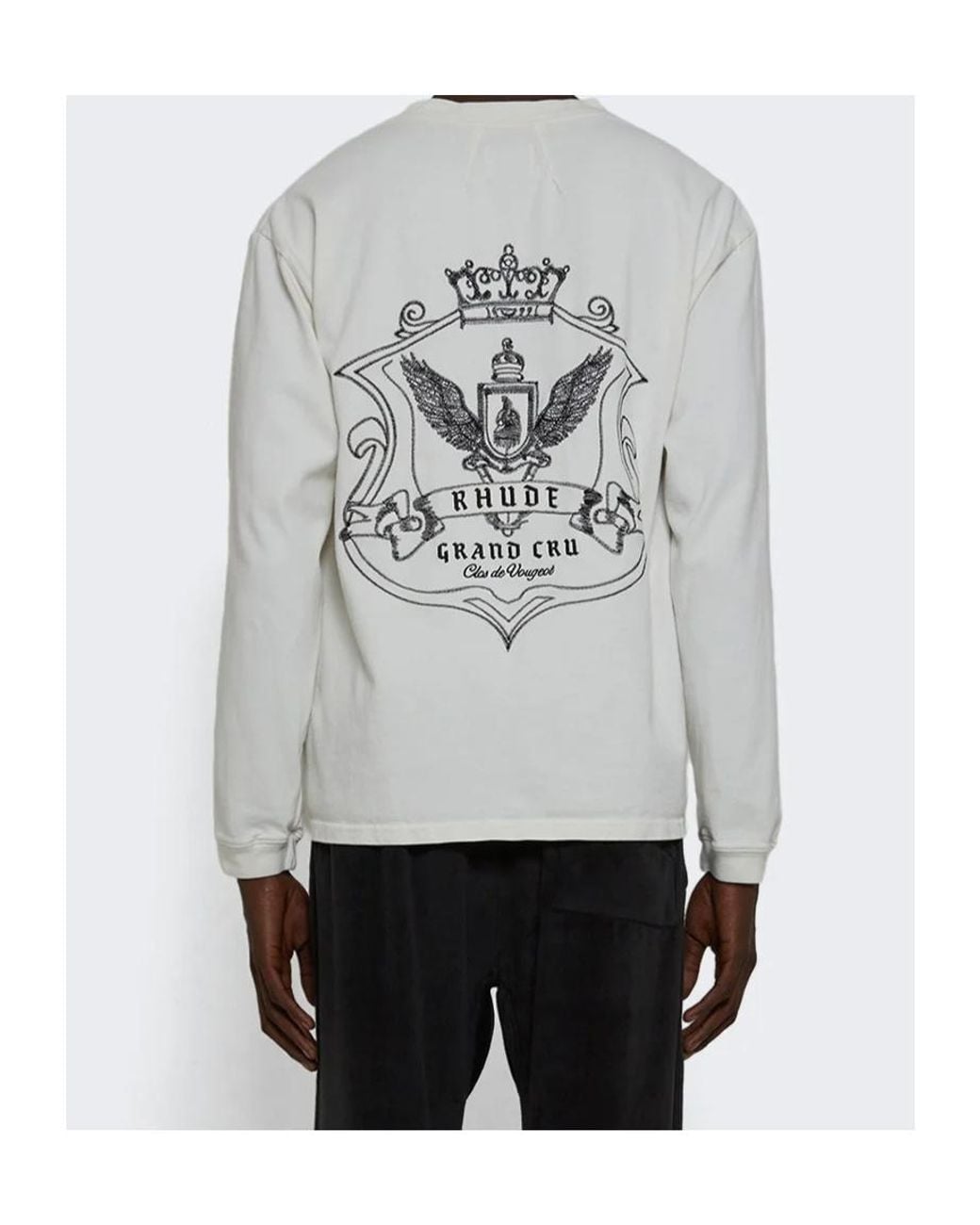 Rhude Gray Grand Cru Crest Long Sleeve T-Shirt for men