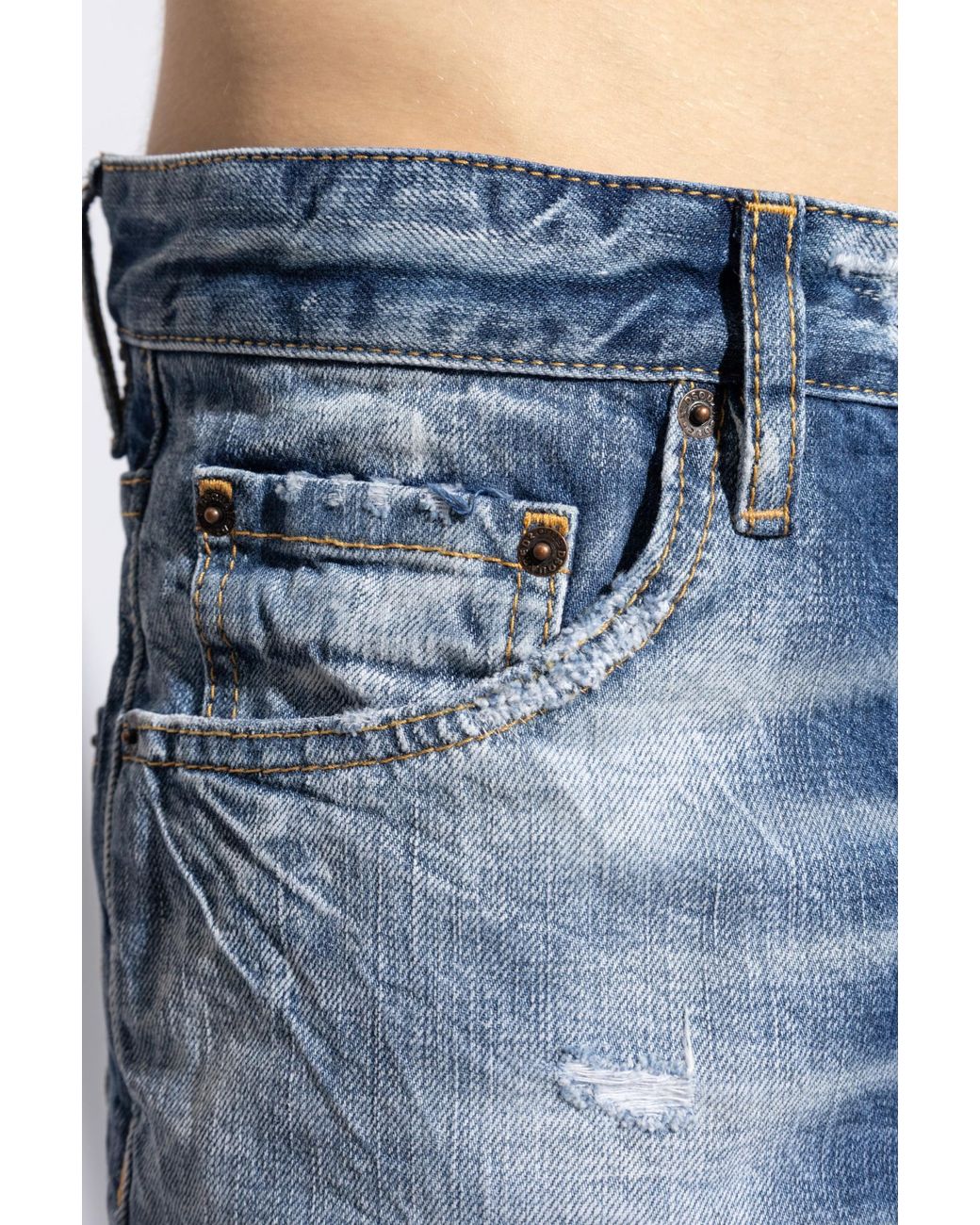 DSquared² Blue Distressed Straight-Leg Jeans for men
