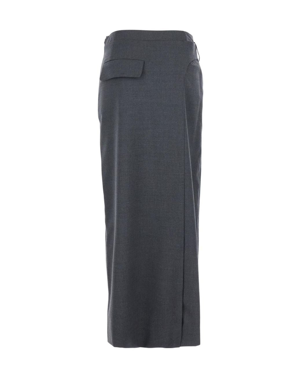 Low Classic Gray Belted Midi Skirt