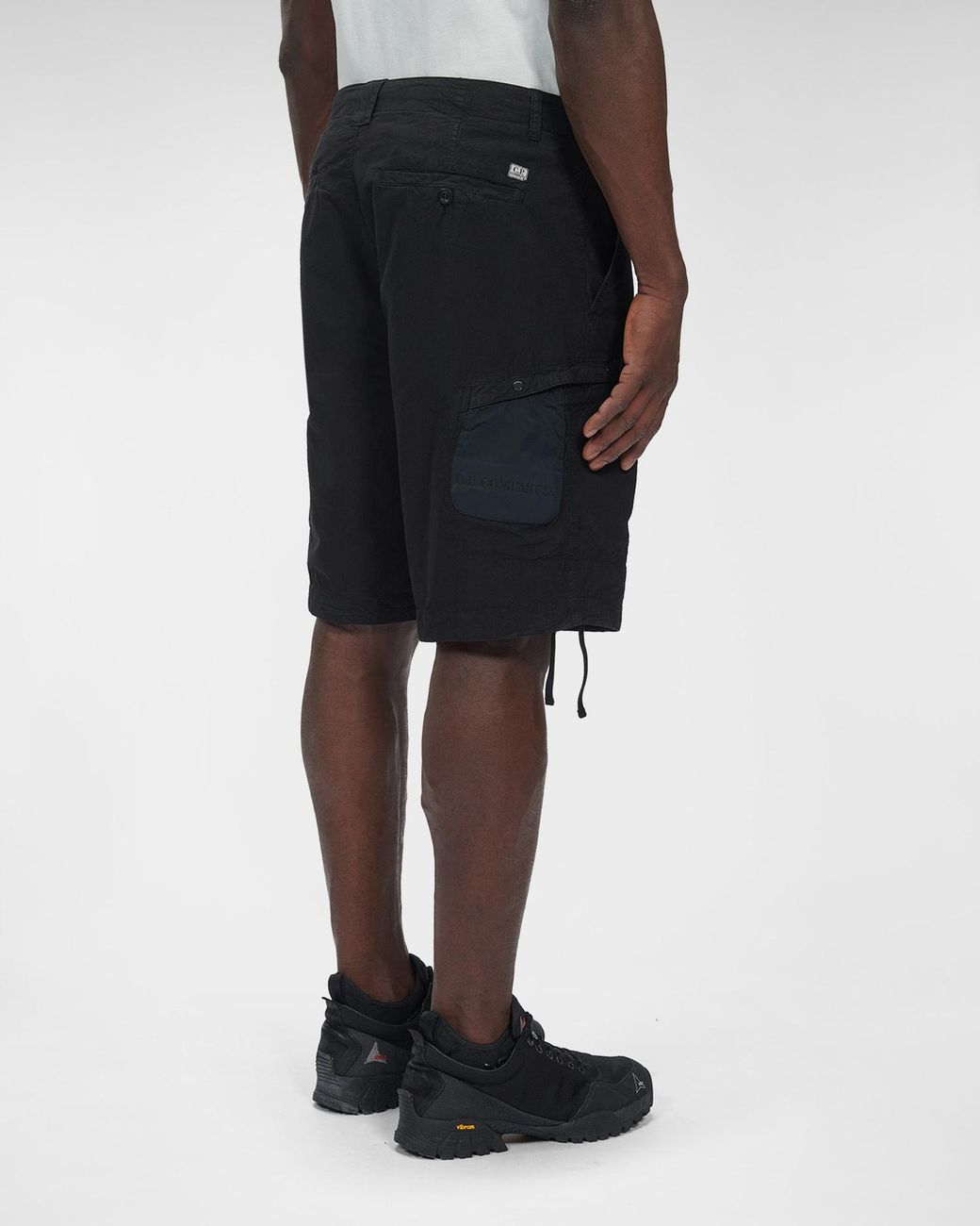 C P Company Blue Logo-Patch Cotton Shorts for men