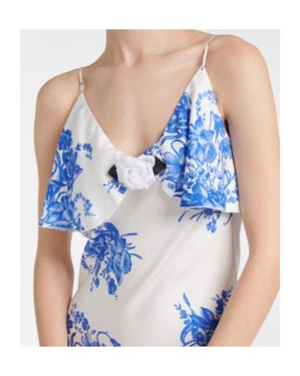 Rodarte Blue Floral Silk Slip Dress