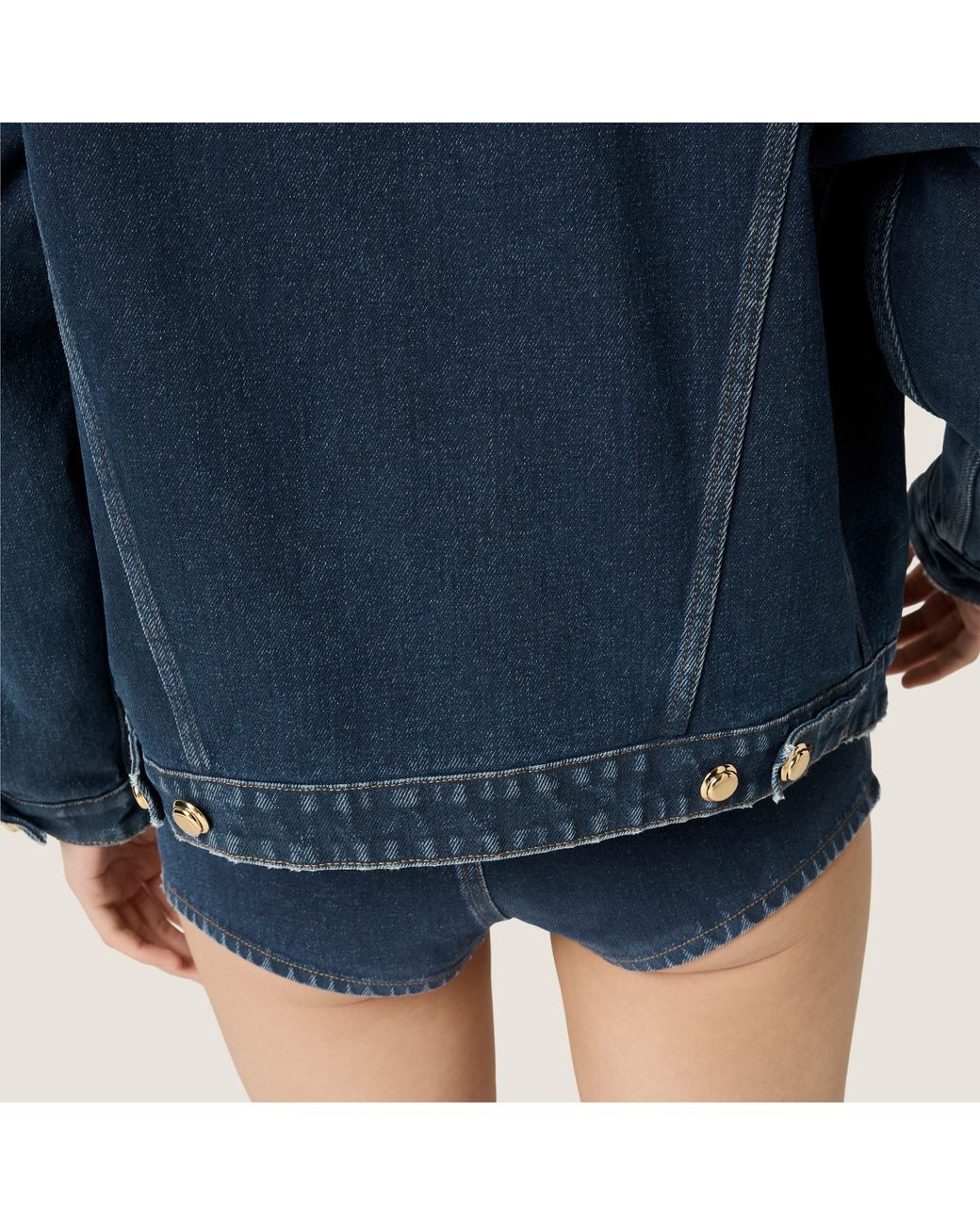 Miu Miu Blue Flocked Denim And Velvet Blouson Jacket