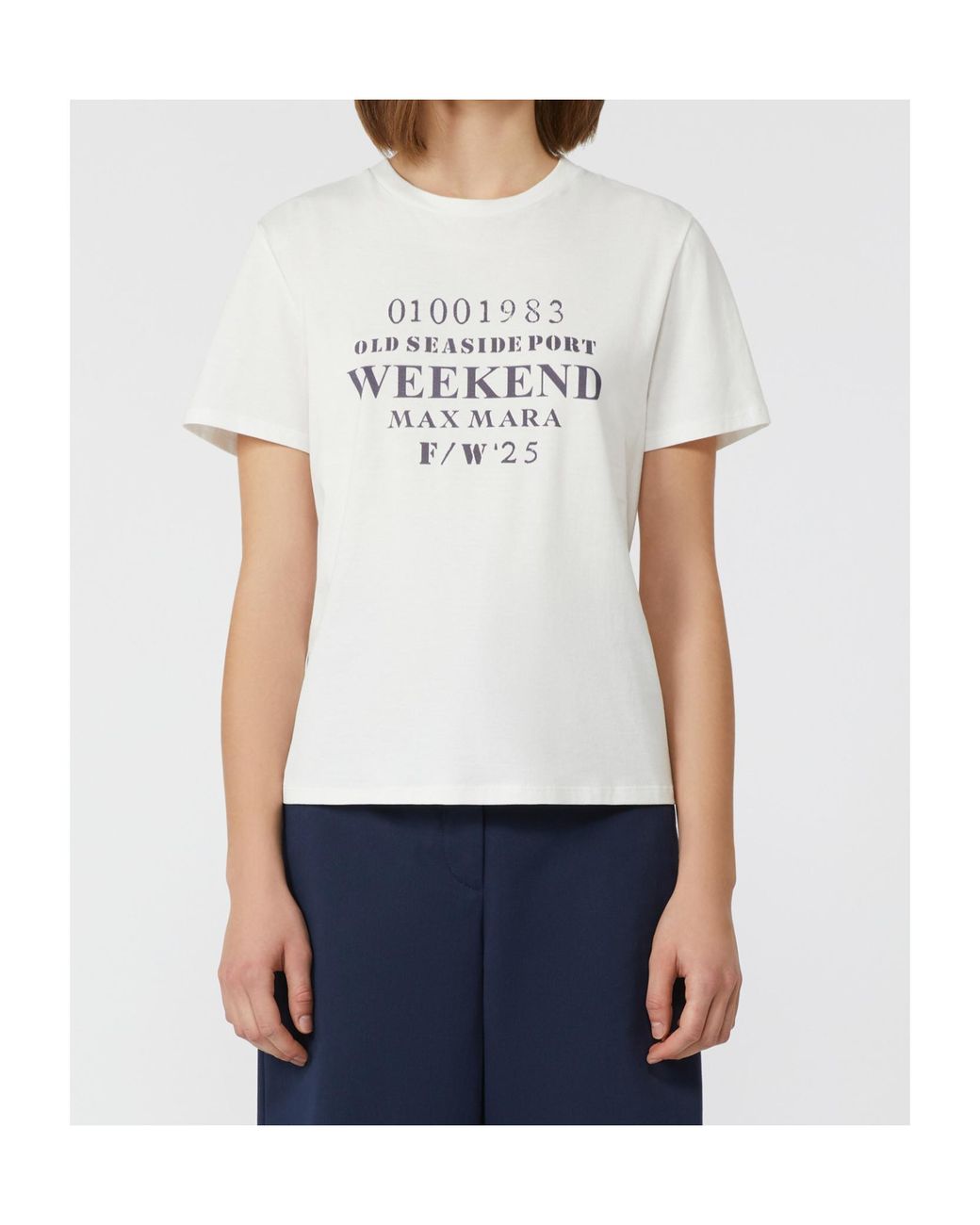 Weekend by Maxmara White Guglia Logo Printed Crewneck T-Shirt