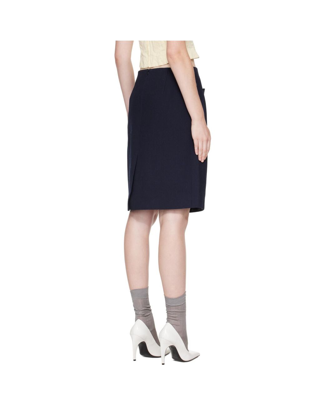 ShuShu/Tong Blue Bow Detail Straight Midi Skirt