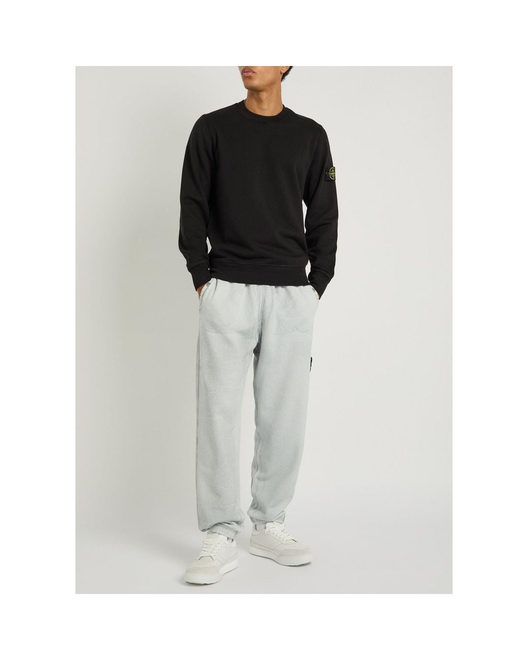 Stone Island Black Round-Neck Long-Sleeve Sweatshirt for men