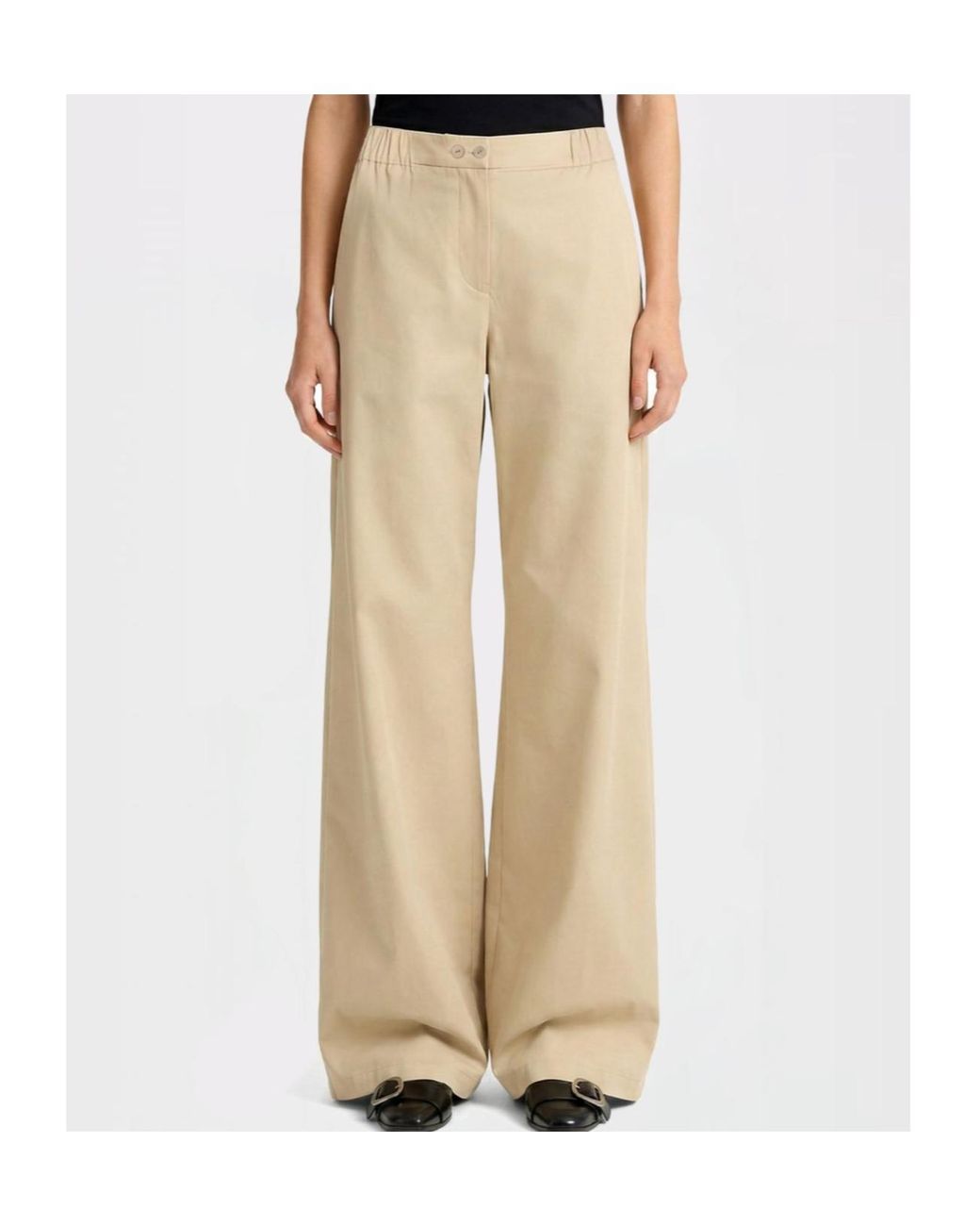 Patou Natural Elasticated Wide-Leg Pants