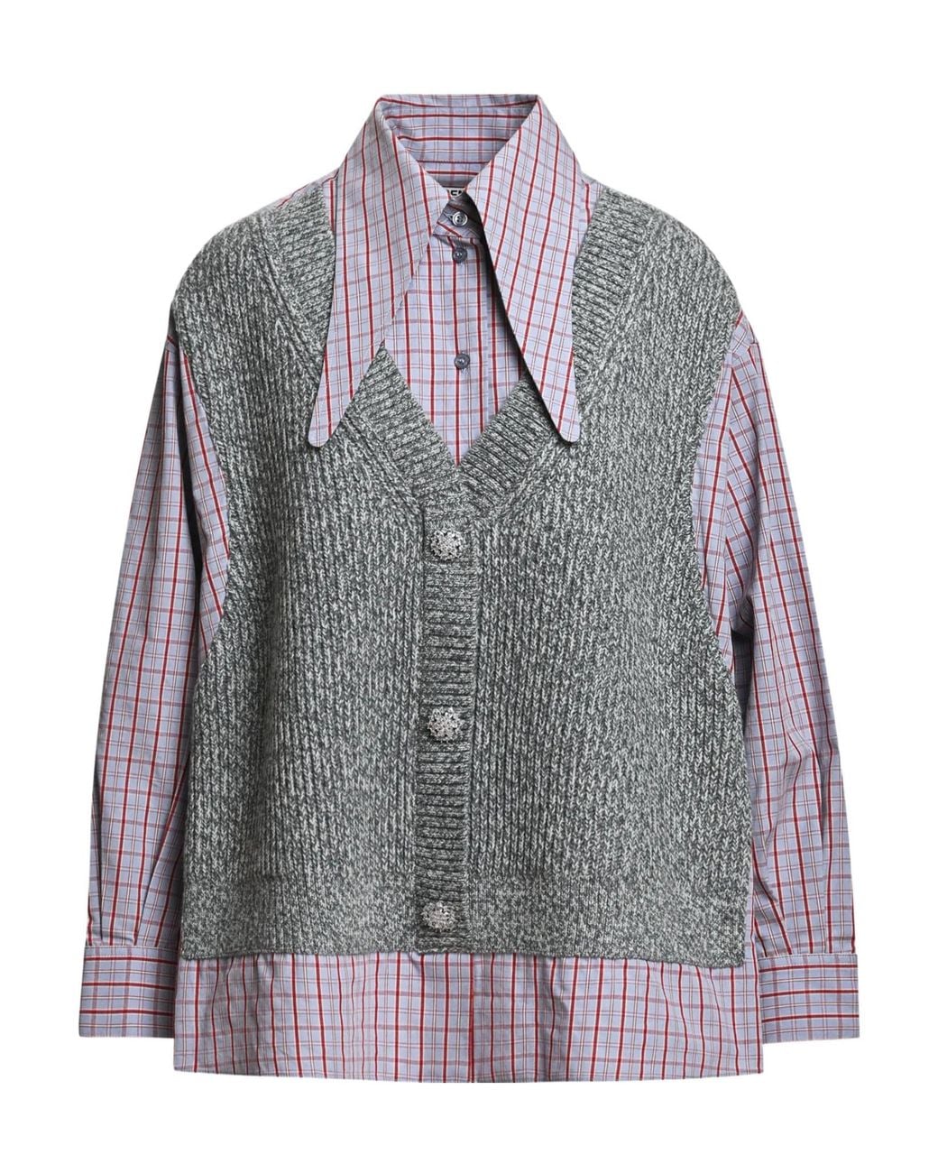 Essentiel Antwerp Gray Kute Check Knitted Jacket