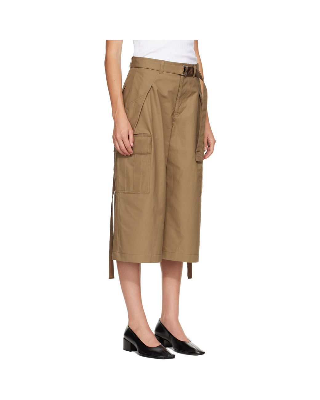 Sacai Green Wide-Leg Cargo Pants