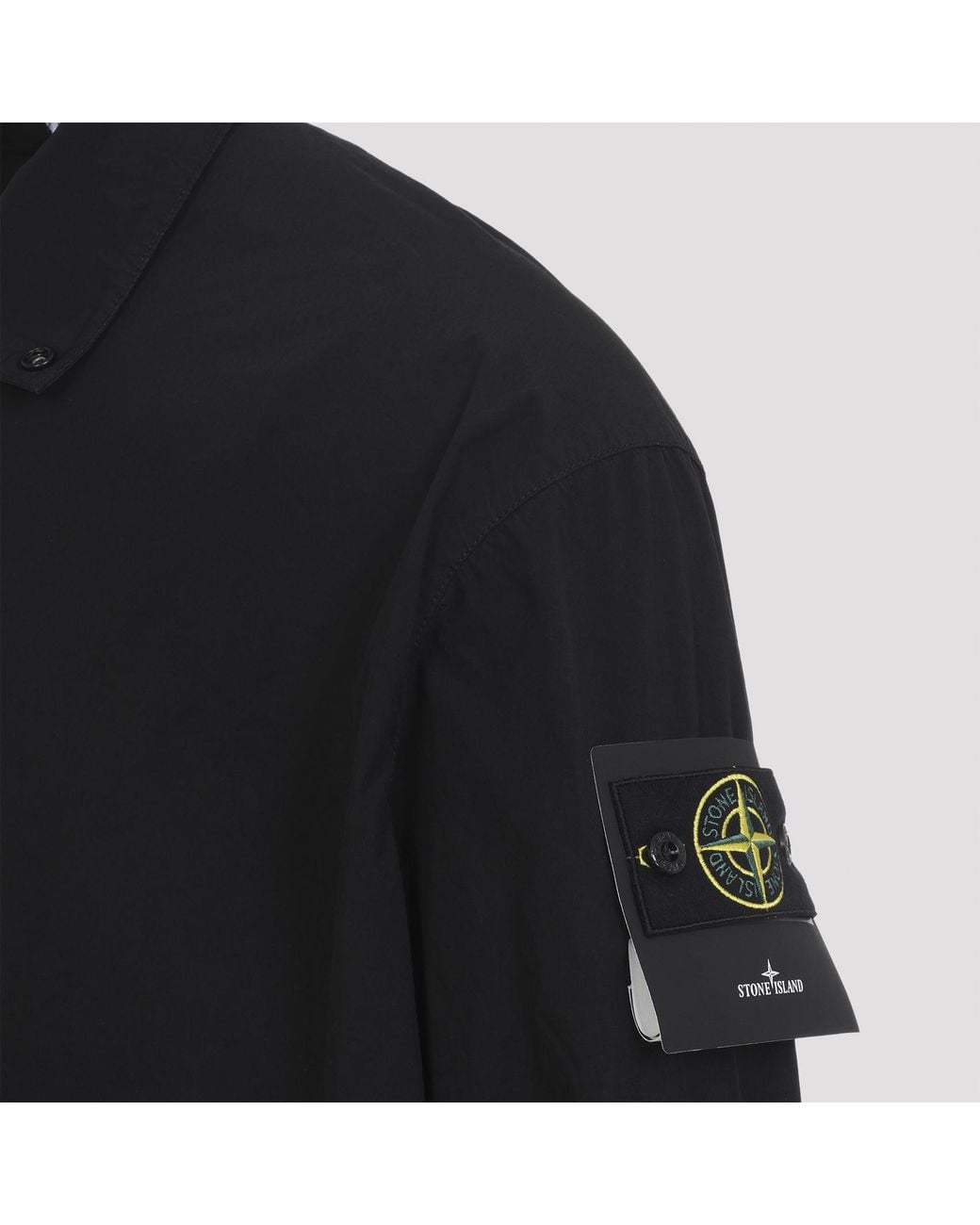 Stone Island Black Logo Patch Buttoned Jacket for men