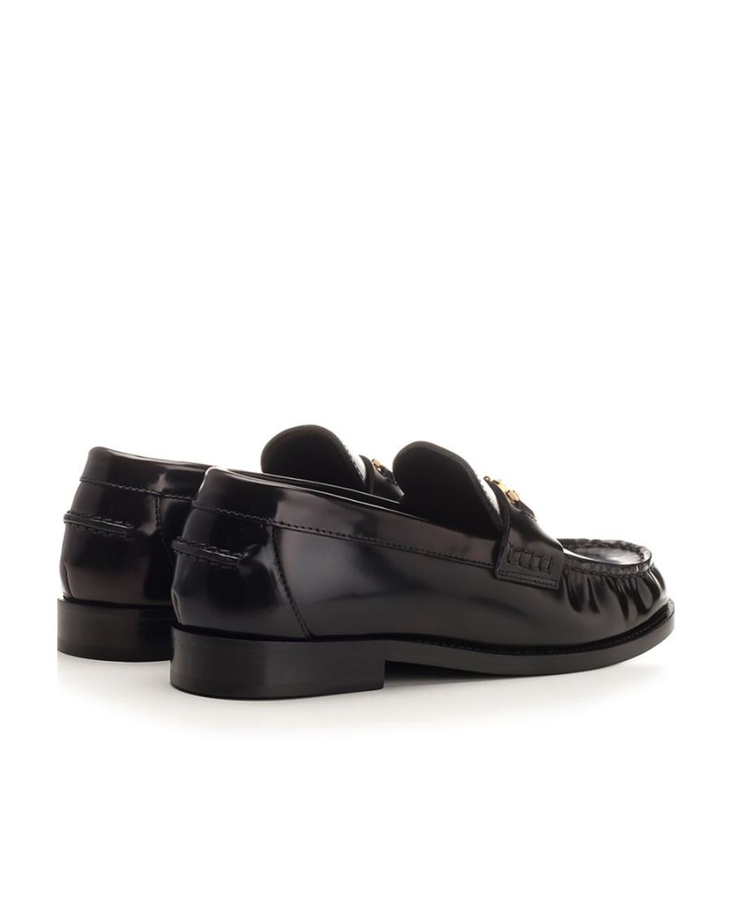 Versace Black Logo-Plaque Slip-On Loafers
