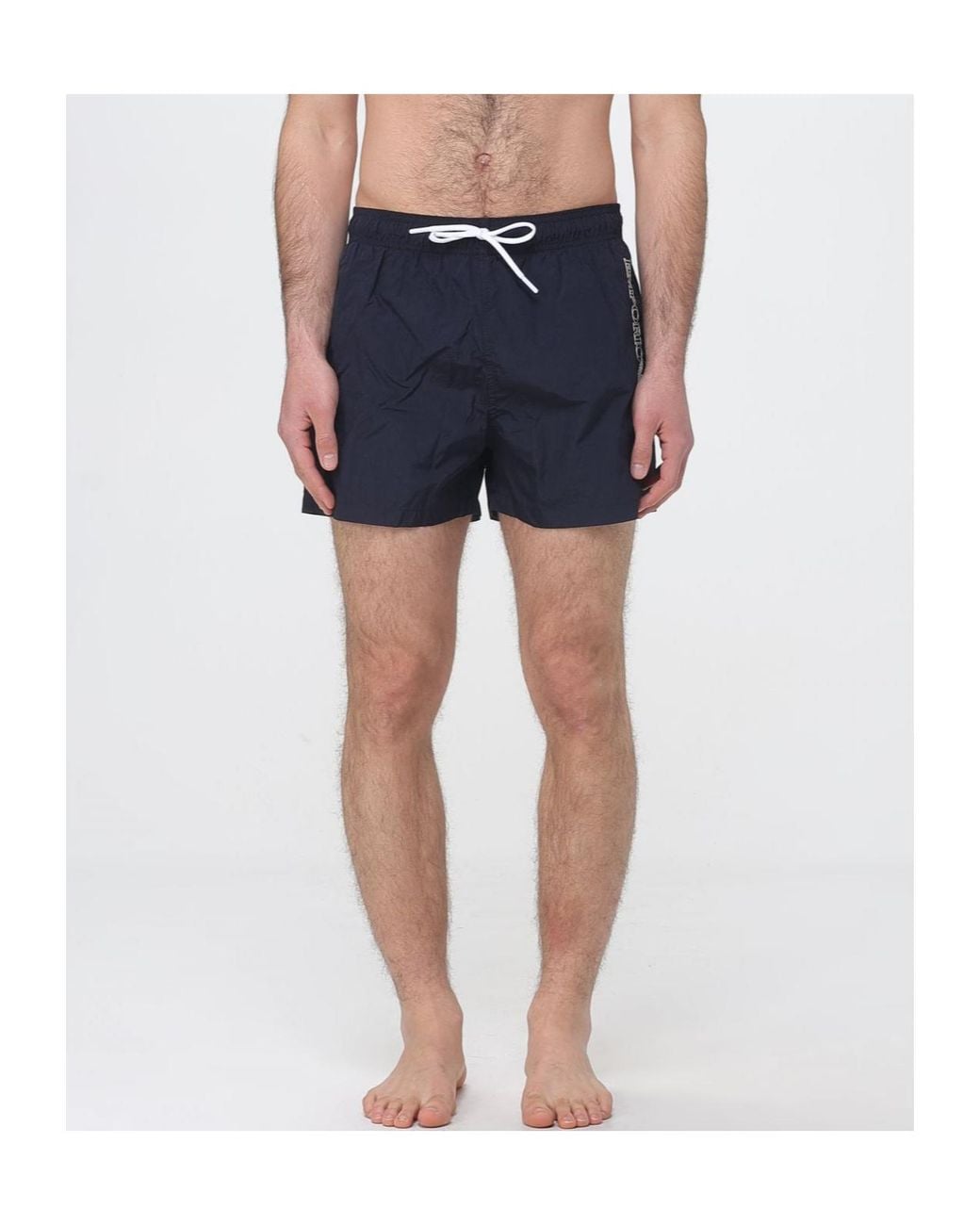 Emporio Armani Blue Logo Patch Drawstring Swim Shorts for men