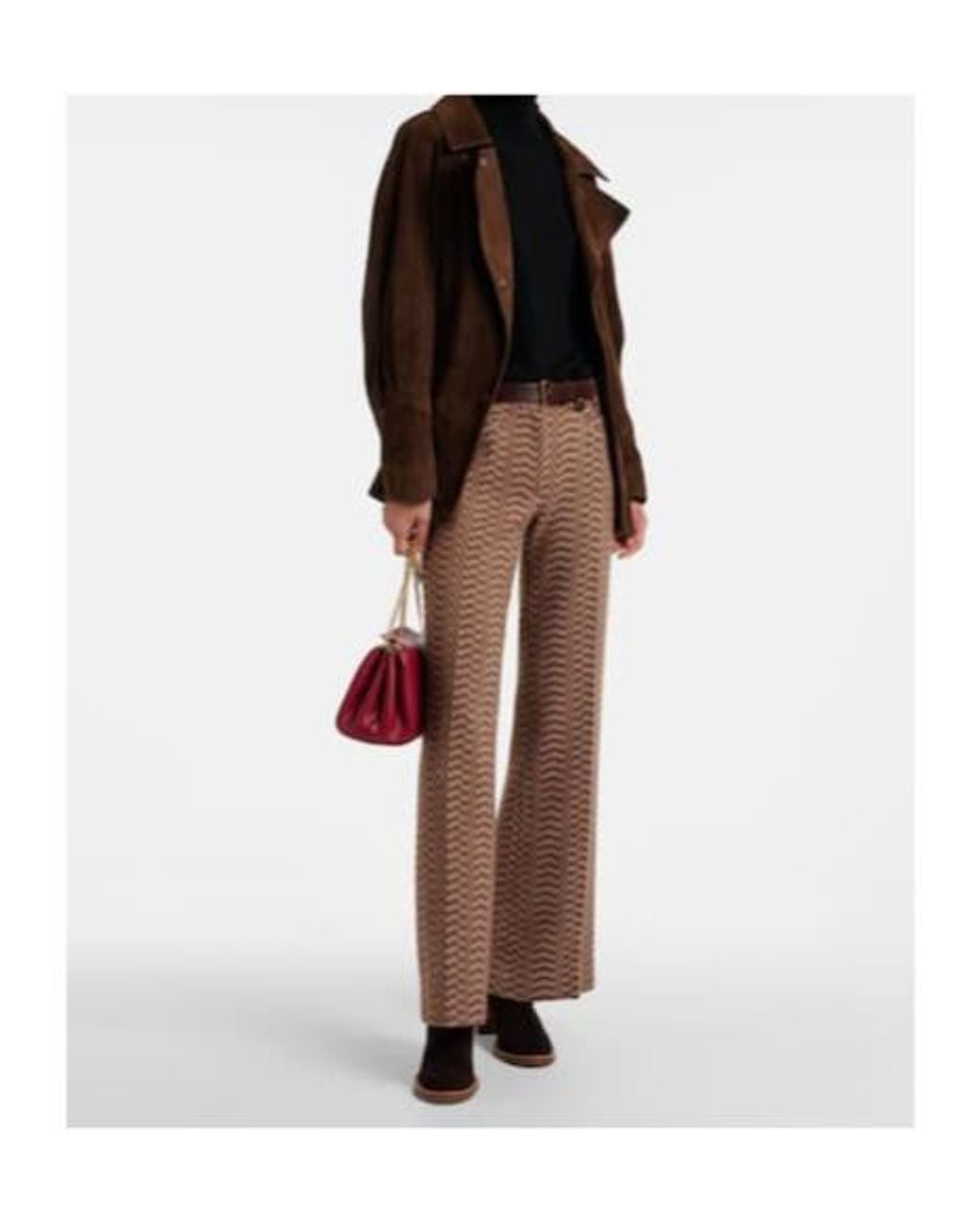 Missoni Brown Zigzag Low-Rise Bootcut Pants