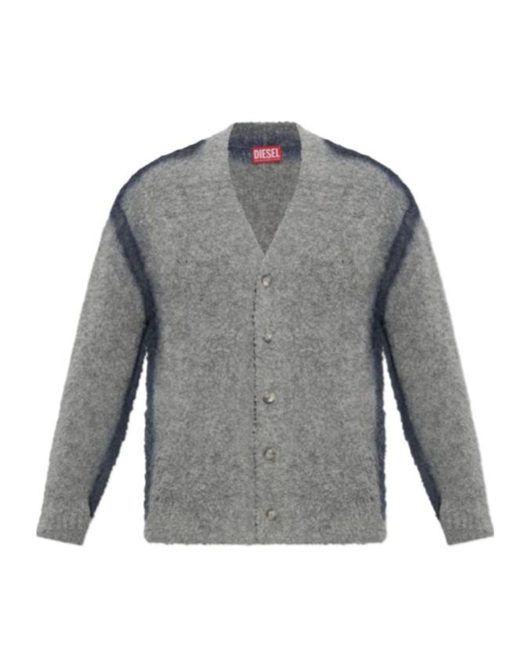 DIESEL Gray K-Remo Textured Knit Cardigan for men