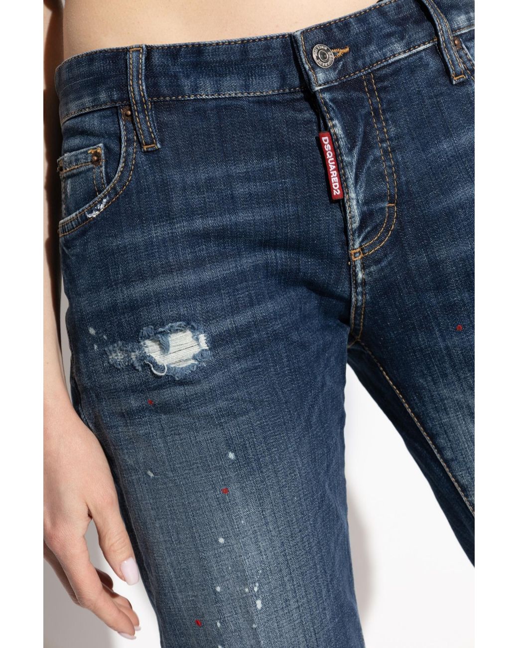 DSquared² Blue Straight-Leg Distressed Jeans
