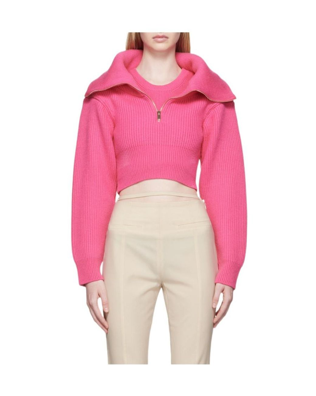 Jacquemus Pink Risoul Double Collar Sweater