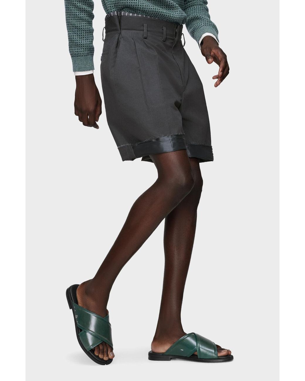 Maison Margiela Gray Pleated Tailored Shorts for men
