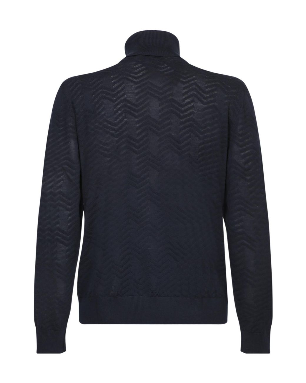 Missoni Blue Turtleneck Chevron Sweater for men