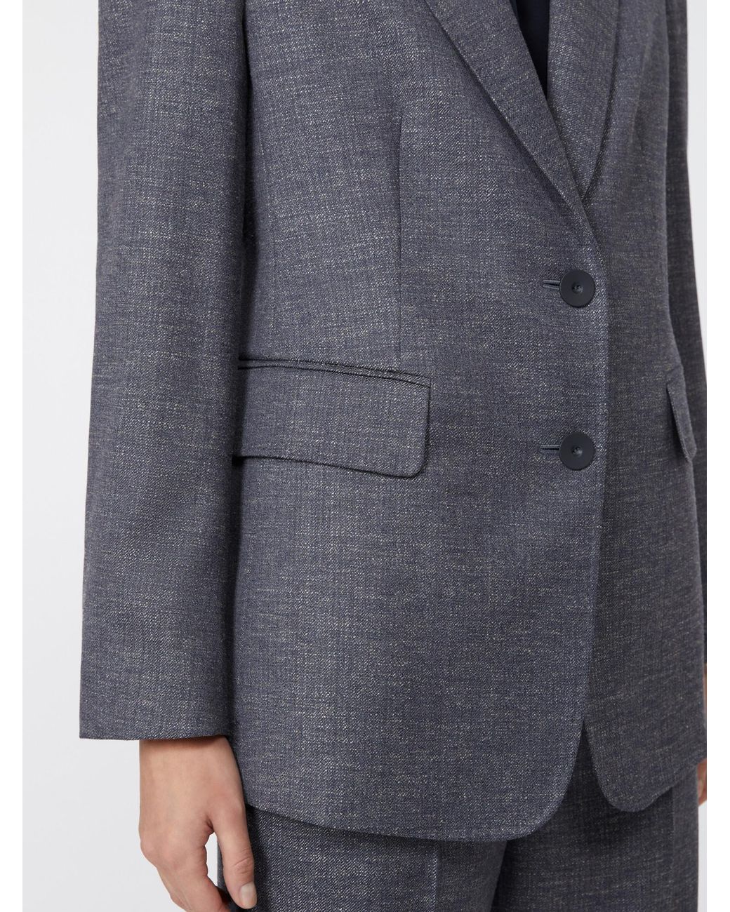 Max Mara Blue Studio Hodeida Single-Breasted Blazer